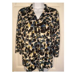Verve Ami Pullover 3/4 Sleeves V-Neck Large Tunic Top